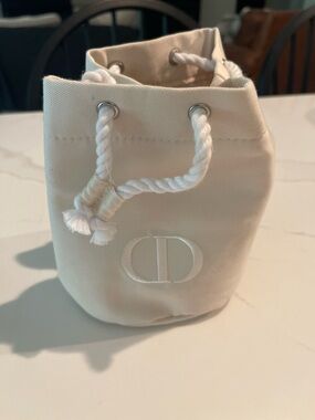 Dior Cream Canvas Drawstring Cosmetic Pouch